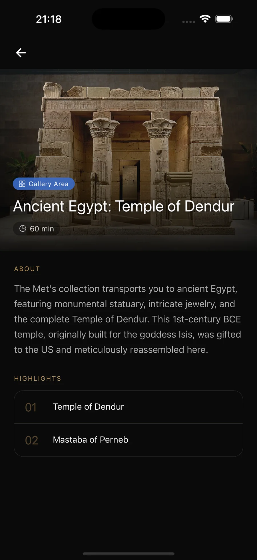 The Temple of Dendur gallery, with its highlights